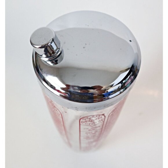 Vintage Cocktail Shaker Drink Recipes Red Font Retro Barware - Picture 2 of 4